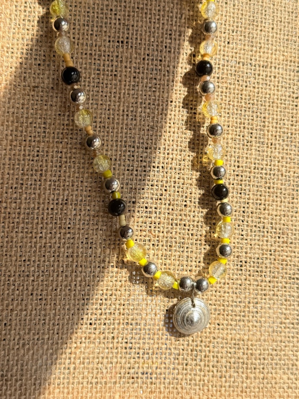 citrine onyx beaded ball necklace/manifesting abundance SILVER SHELL 🐚 - Picture 4 of 9